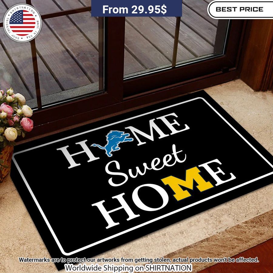 Home Sweet Home Detroit Lions Michigan Wolverines Doormat Cutting dash