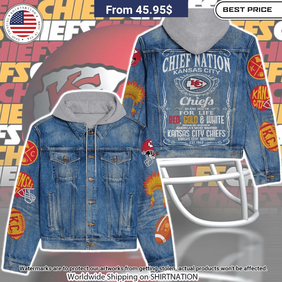 Kansas City Chiefs Hooded Denim Jacket Nice photo dude