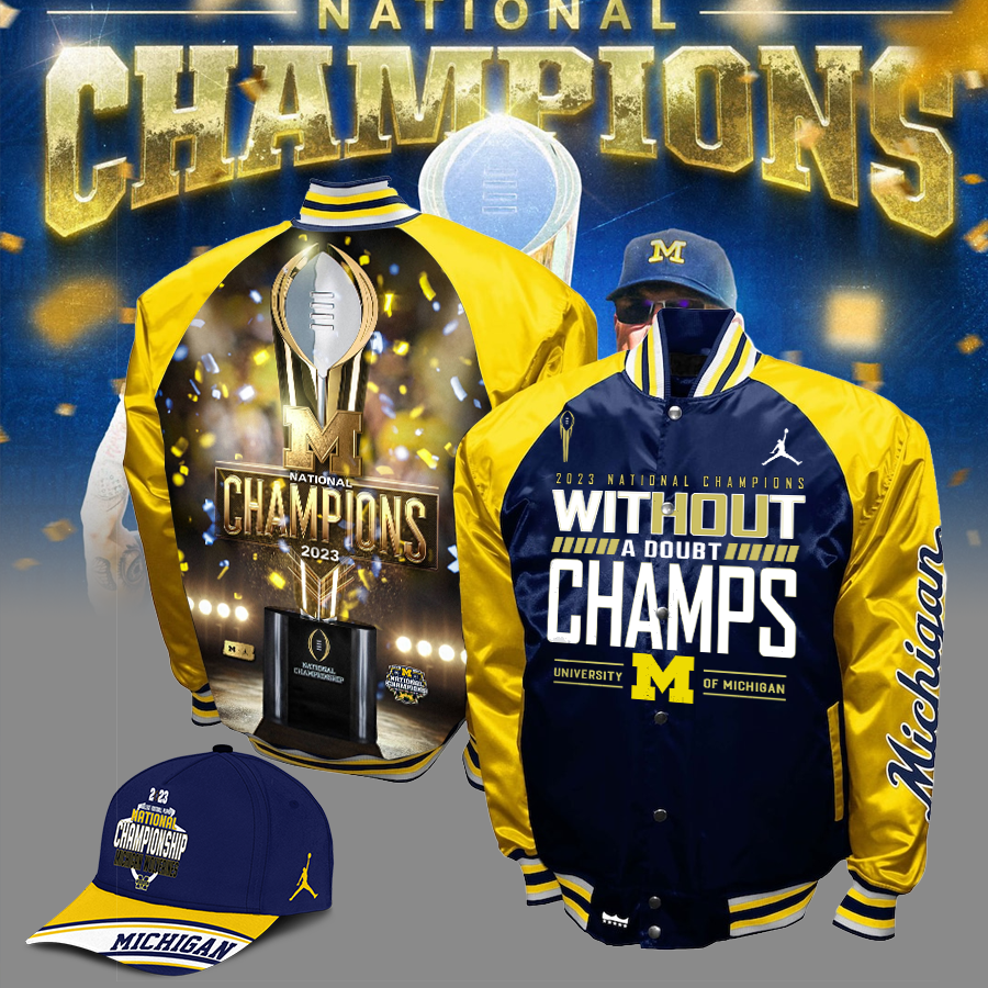 Michigan Wolverines Football Playoff 2023 National Champions Bomber Jacket