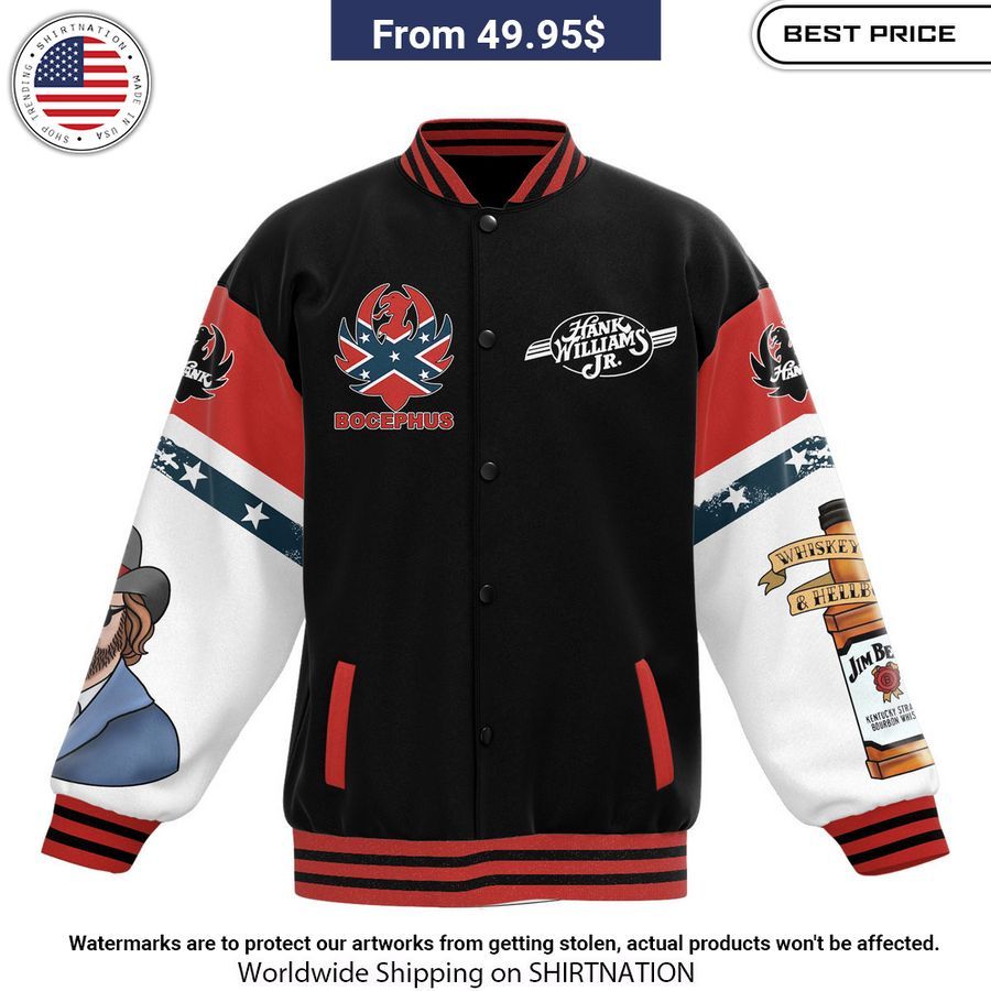 Hank Williams Jr Bocephus Baseball Jacket Nice photo dude