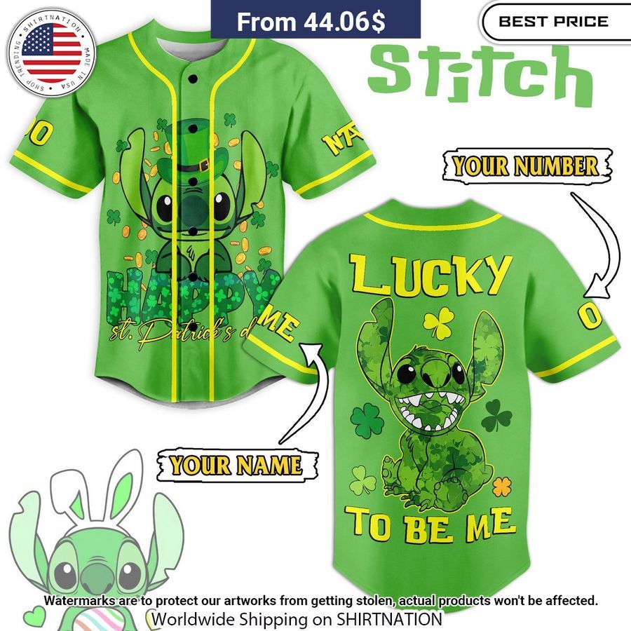 Stitch St. Patrick's Day Custom Baseball Jersey Heroine