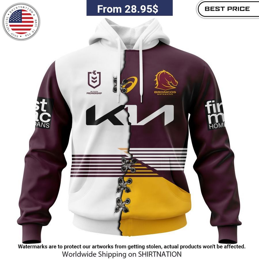 Brisbane Broncos Custom Home Mix Away Kits Hoodie You look cheerful dear