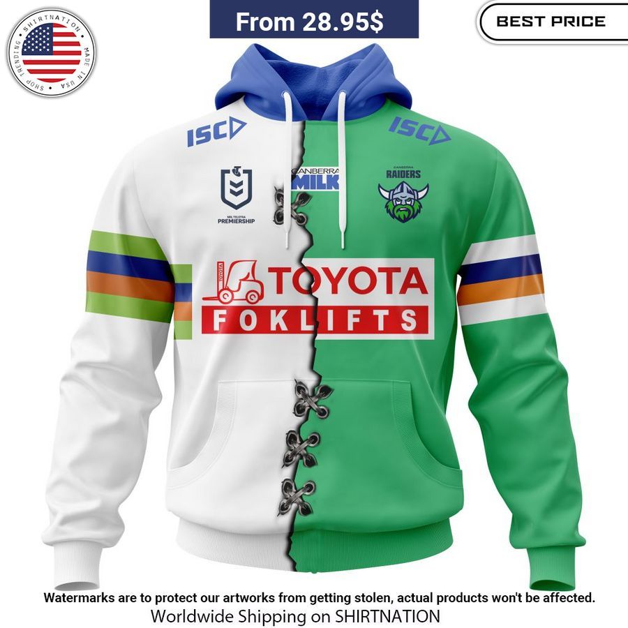 Canberra Raiders Custom Home Mix Away Kits Hoodie Nice photo dude