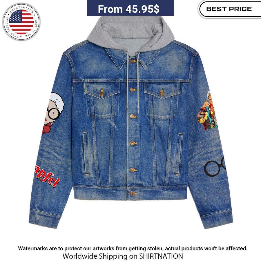 Less is a Bore Iris Apfel Hooded Denim Jacket Stand easy bro