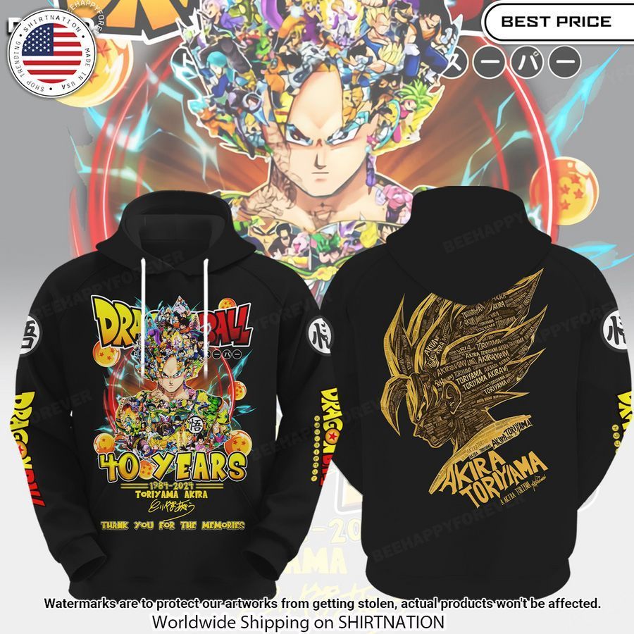 rip toriyama akira 40 years dragon ball thank you for the memories hoodie 1