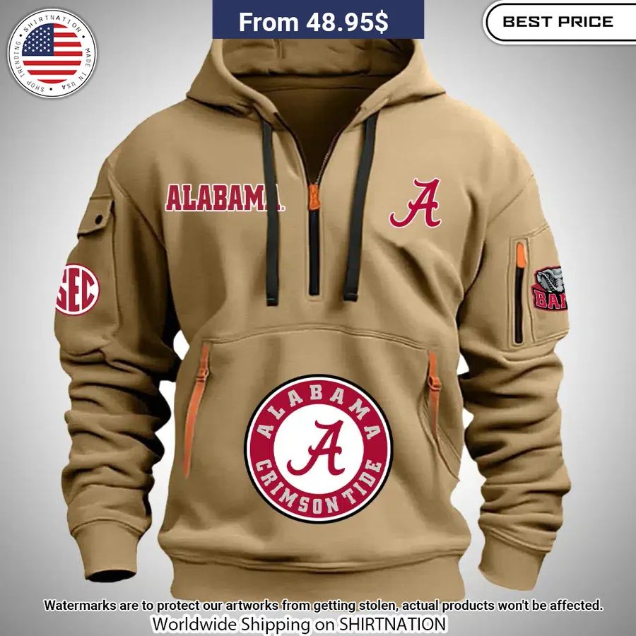 Alabama Crimson Tide Half Zip Heavy Hoodie My Friends!