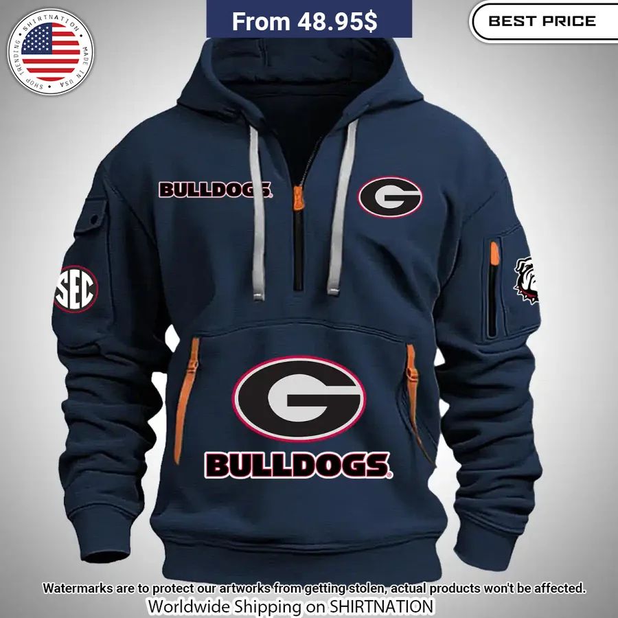 Georgia Bulldogs Half Zip Heavy Hoodie Best Click Of Yours