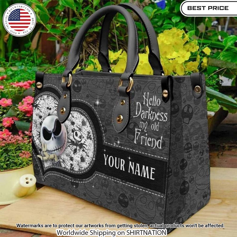 Jack Skellington Hello Darkness My Old Friend Custom Leather Handbag 1