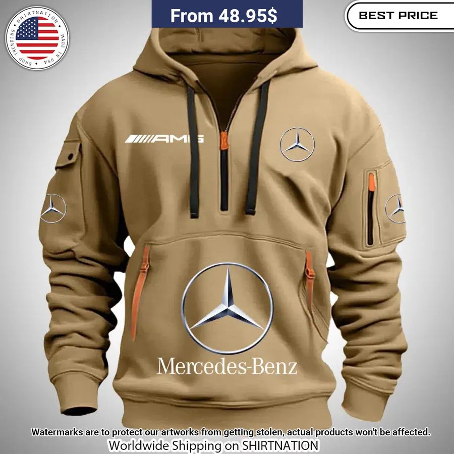 Mercedes Benz Half Zip Heavy Hoodie Elegant And Sober Pic