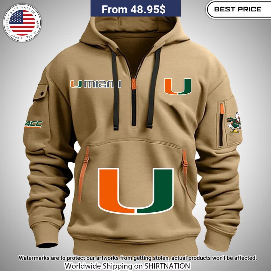 Miami Hurricane Half Zip Heavy Hoodie You Look Handsome Bro