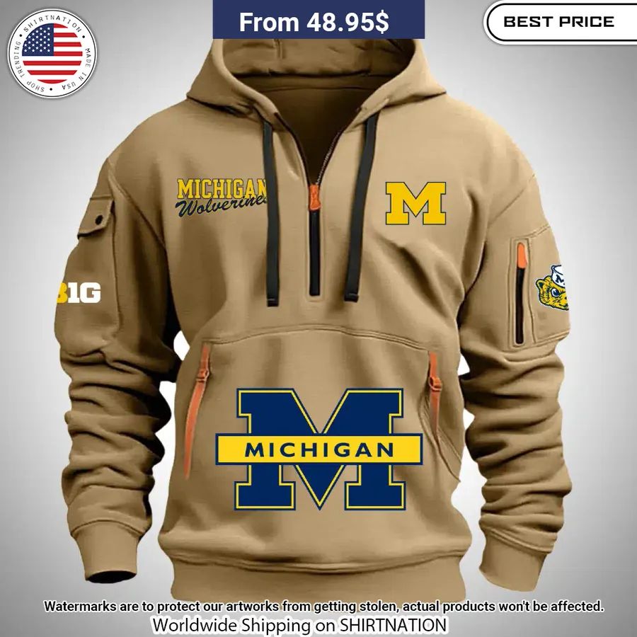 Michigan Wolverines Half Zip Heavy Hoodie Wow! This Is Gracious