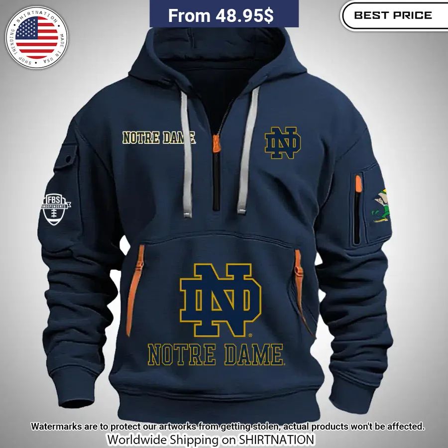 Notre Dame Fighting Irish Half Zip Heavy Hoodie Which Place Is This Bro?