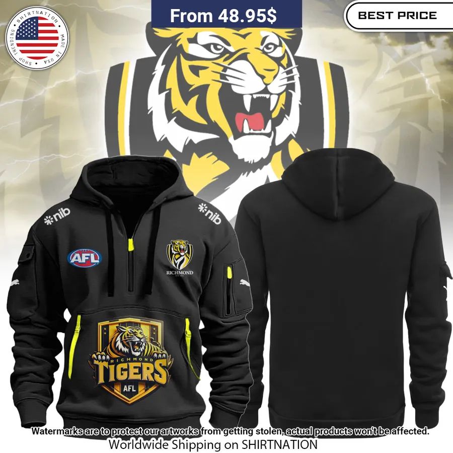 Richmond Tigers Half Zip heavy hoodie Lovely smile