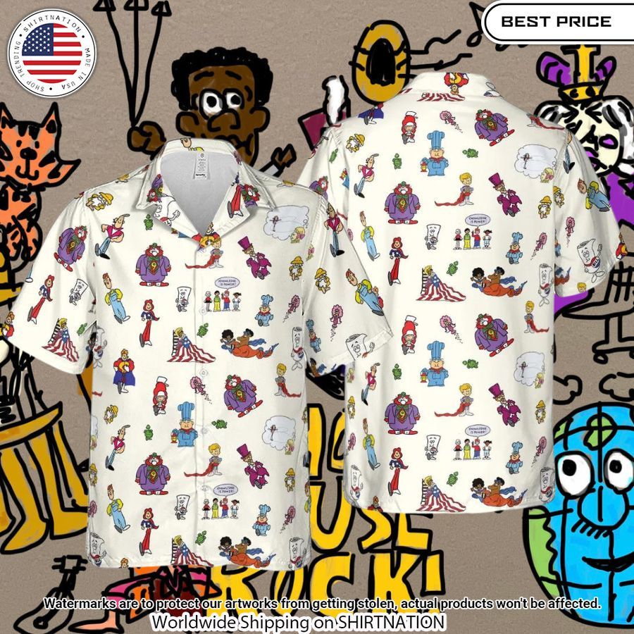 Schoolhouse Rock Characters Hawaiian Shirt Eye Soothing Picture Dear