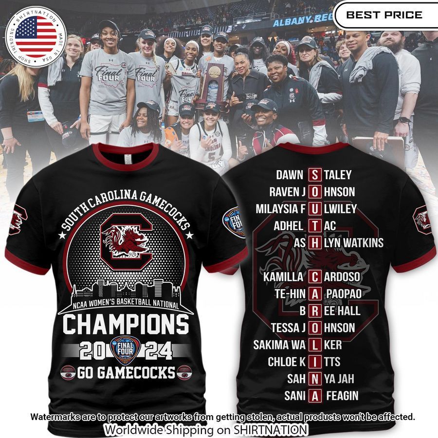 south carolina gamecocks champions ncaa womens basketball 2024 shirt 1