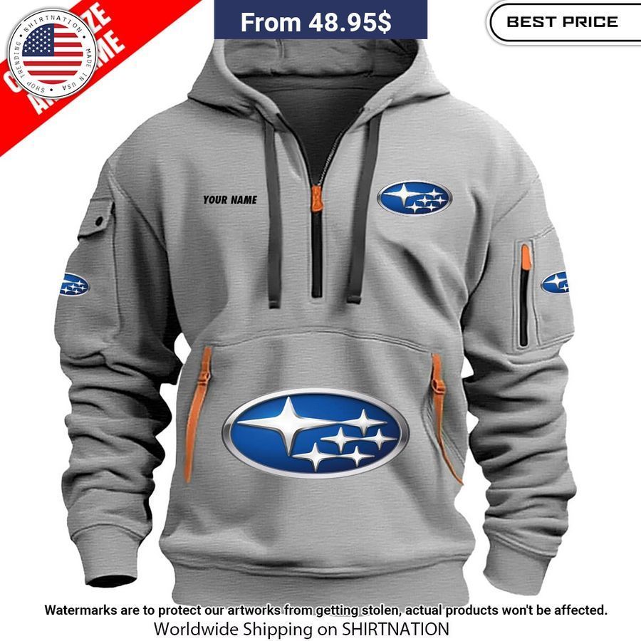 Subaru Custom Half Zip Heavy Hoodie Natural And Awesome