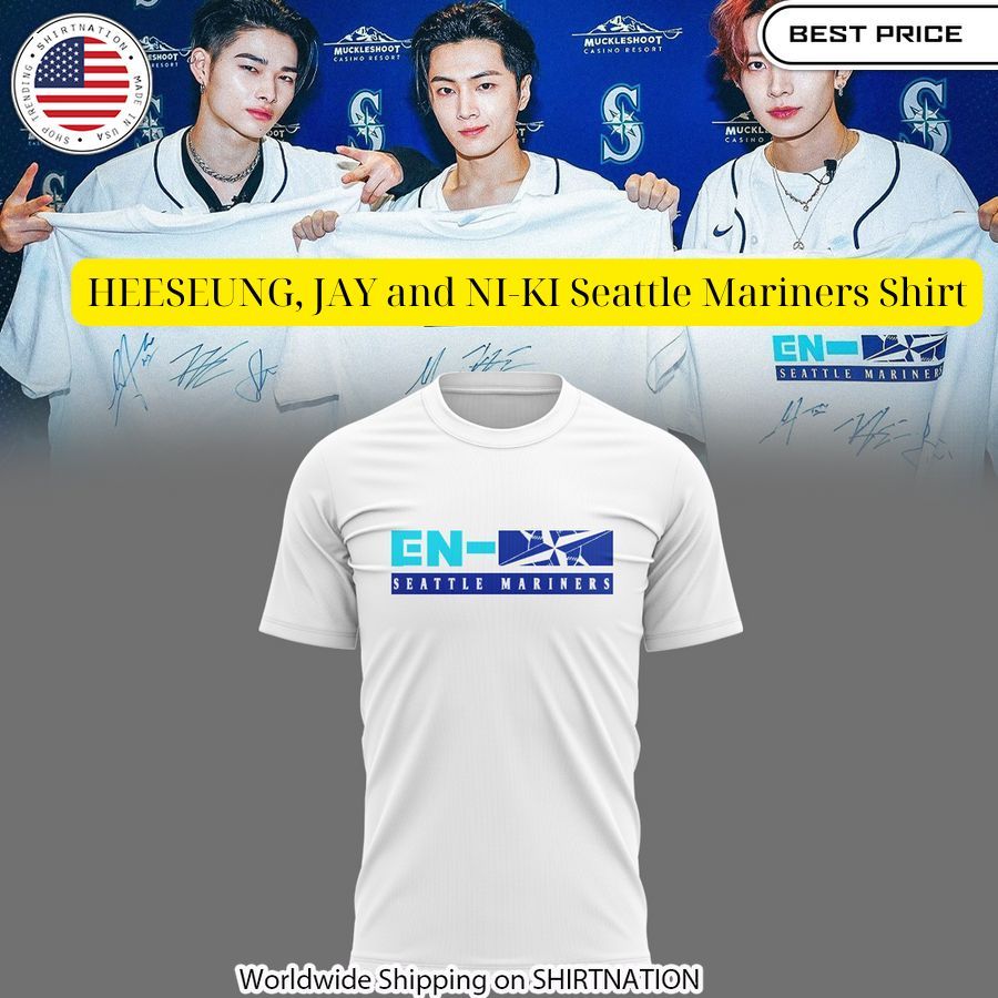 HEESEUNG, JAY and NI KI Seattle Mariners Shirt Impressive picture.