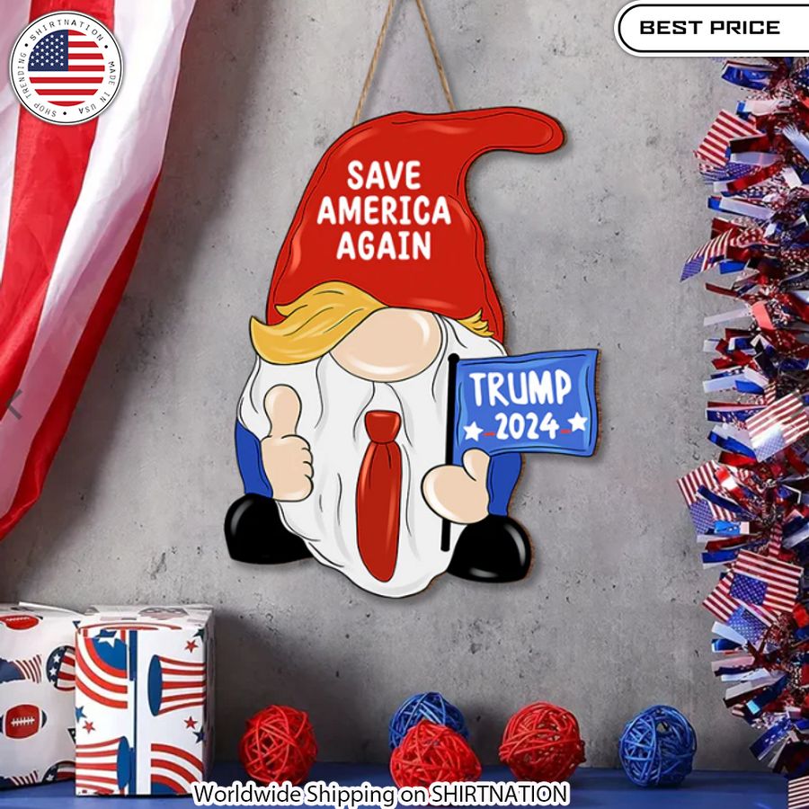 idependence day gnome keep america great wooden sign 2 842