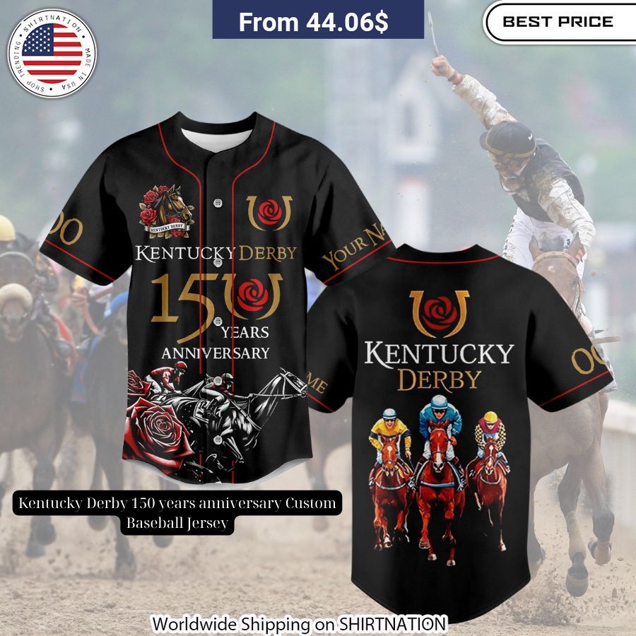 kentucky derby 150 years anniversary custom baseball jersey 1