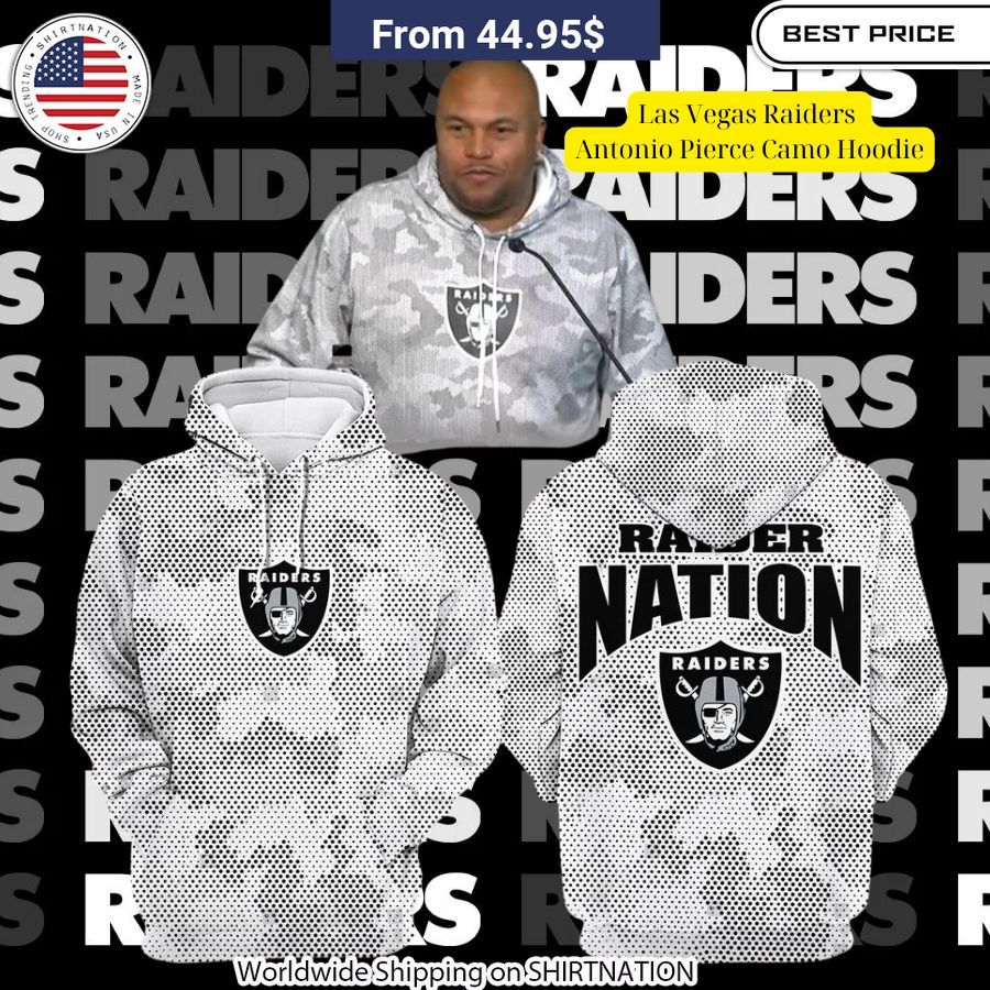 Las Vegas Raiders Antonio Pierce Camo Hoodie Gang of rockstars