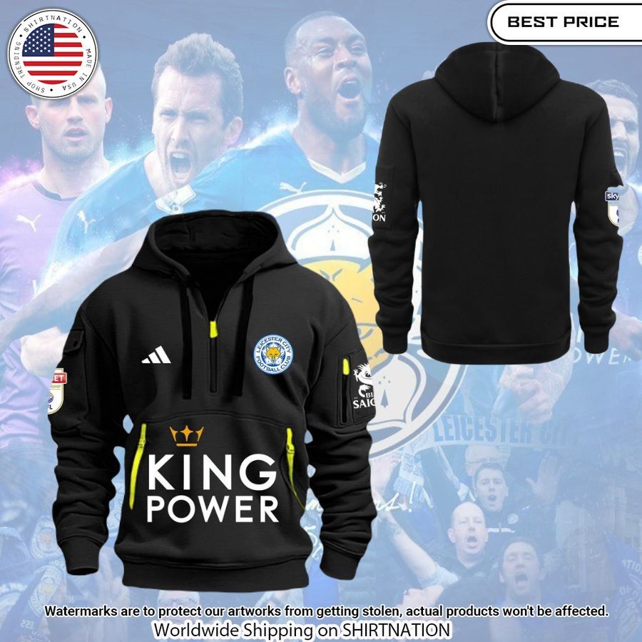 leicester city black champions efl half zip hoodie 1