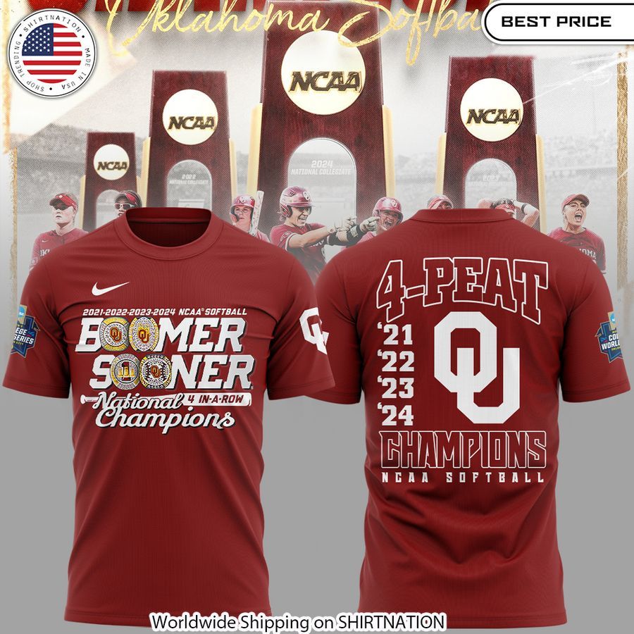 oklahoma sooners four peat ncaa softball champions shirt 1