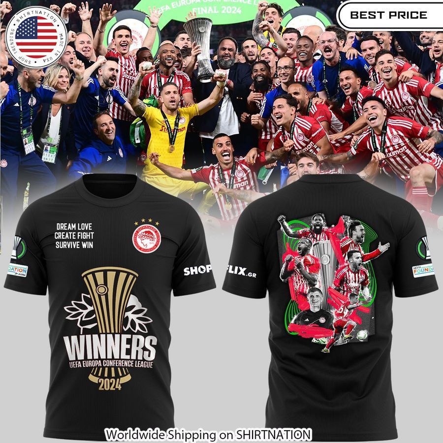 winner 2024 uefa europa conference league olympiakos shirt 2