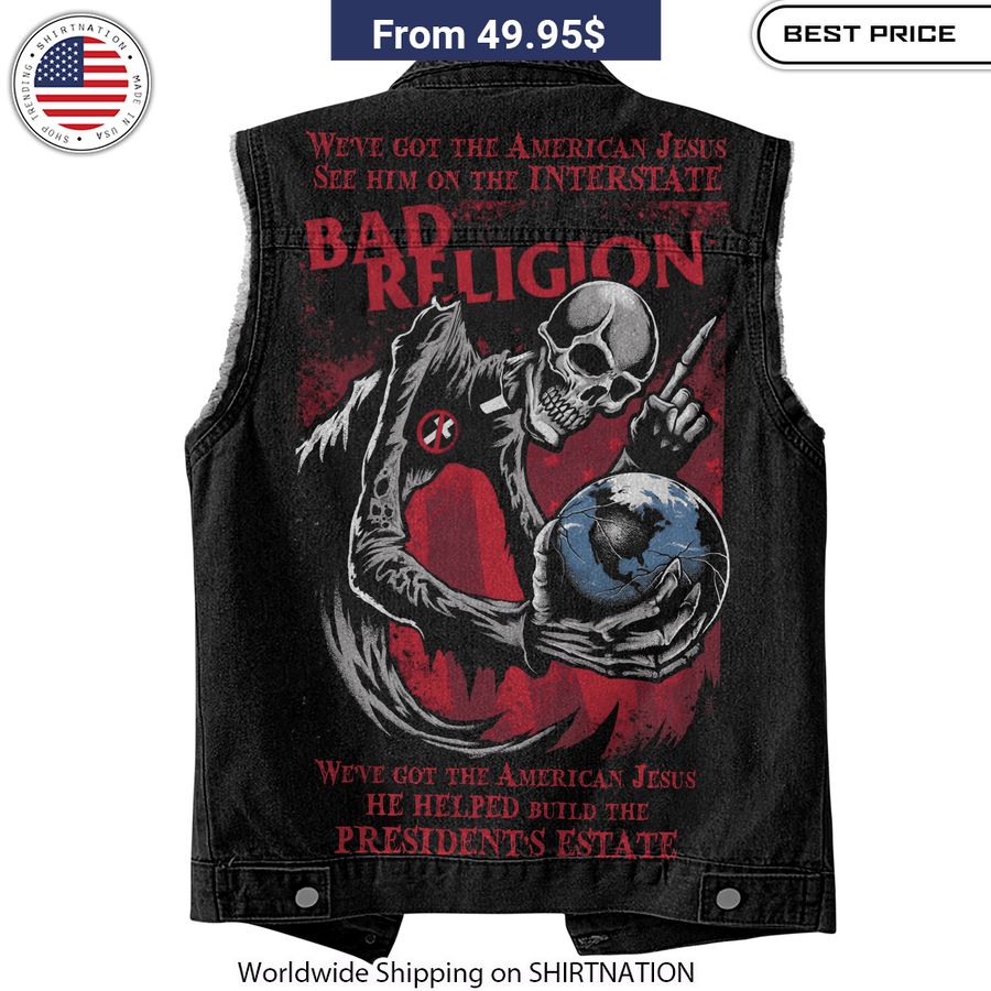 Authentic Bad Religion Sleeveless Jean Jacket - Iconic Band Merch