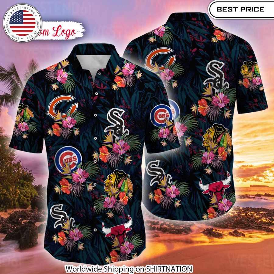 Chicago Bulls Chicago Cubs Chicago White Sox Chicago Blackhawks Hawaiian Shirt Bold vibrant colors