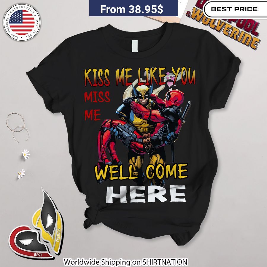 Deadpool Wolverine Kiss Me Like You Women Shirt and Shorts cotton blend