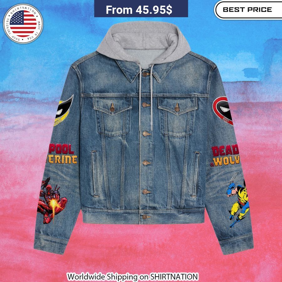 Deadpool Wolverine Let's Fucking Go Hooded Denim Jacket Machine Washable