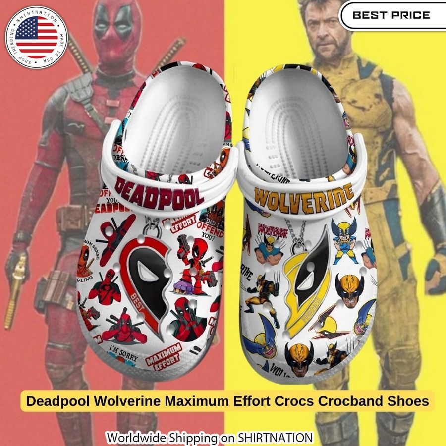 Slip into superhero style with these eye-catching Deadpool and Wolverine themed Crocs.