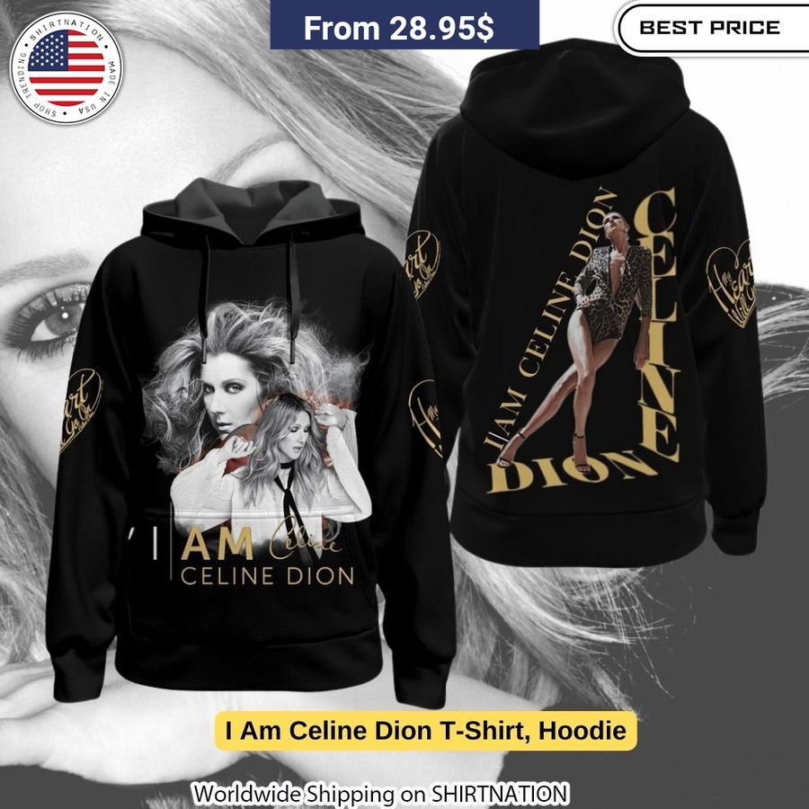 Cozy I Am Celine Dion hoodie with plush Arctic Velvet lining, adjustable drawstring hood and bold full-color portrait.