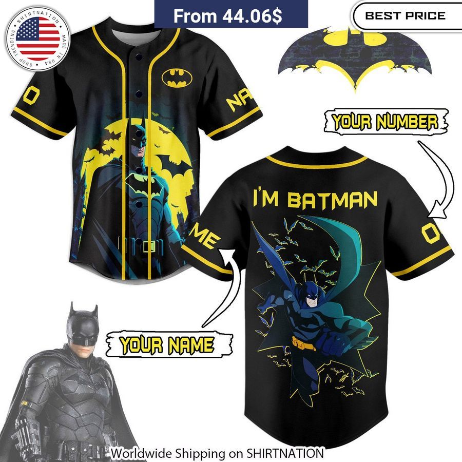 I'm Batman CUSTOM Baseball Jersey DC Comics baseball shirt