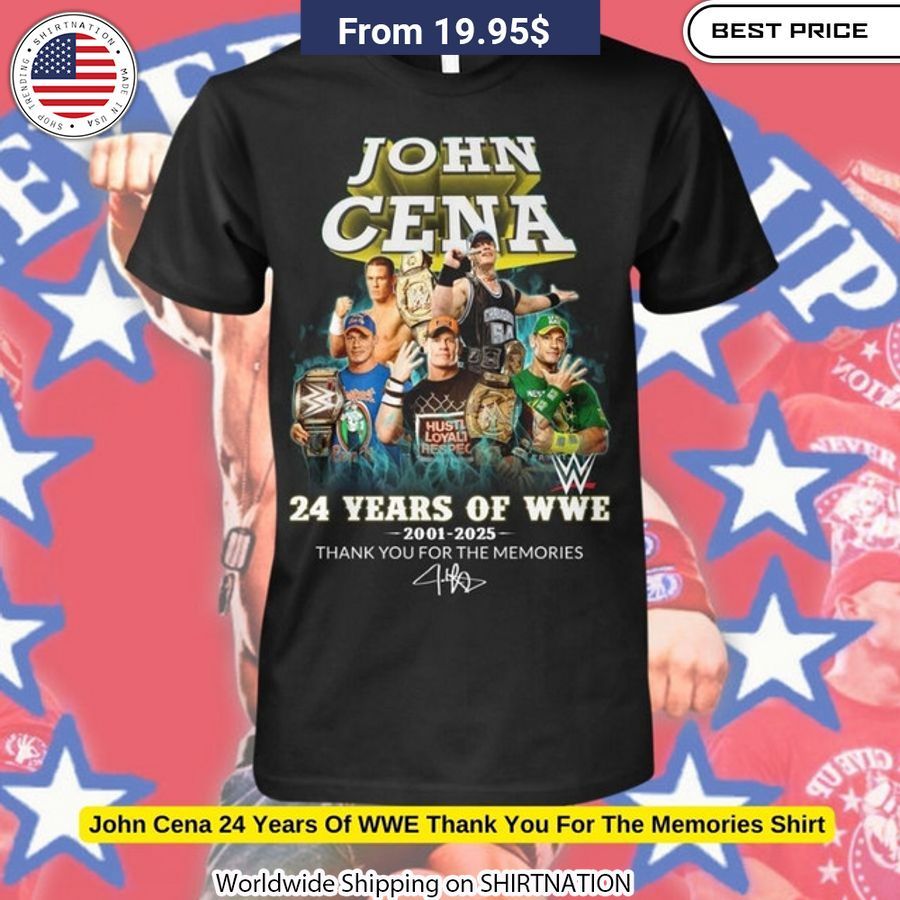 John Cena 24 Years Of WWE Thank You For The Memories Shirt Coolosm