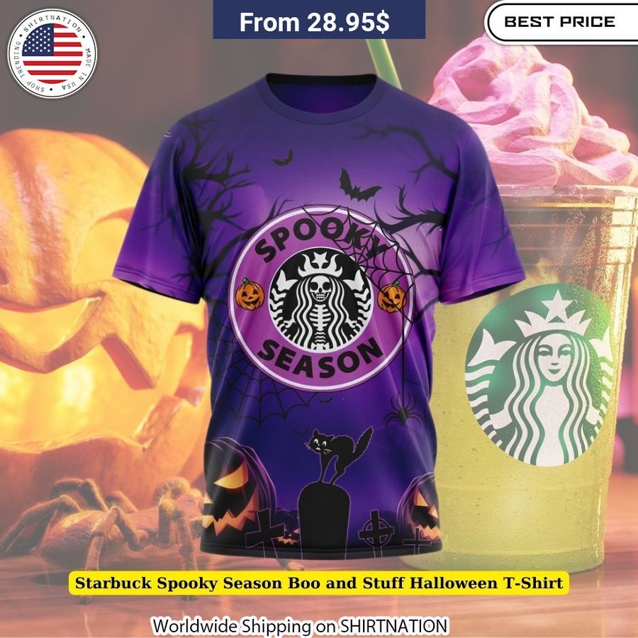 Starbucks Spooky Season Boo and Stuff Halloween T-Shirt Organic cotton tee