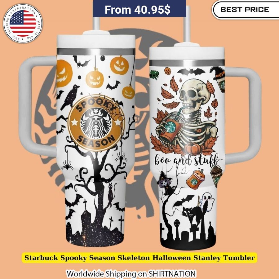 Starbuck Spooky Season Skeleton Halloween Stanley Tumbler Halloween party essential