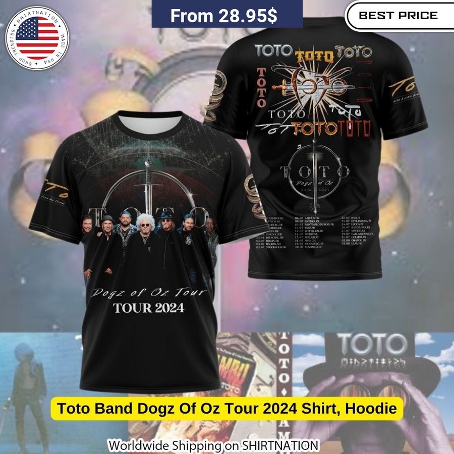 Vibrant Toto Dogz of Oz Tour 2024 t-shirt featuring bold band artwork and premium soft cotton blend for ultimate comfort and style.