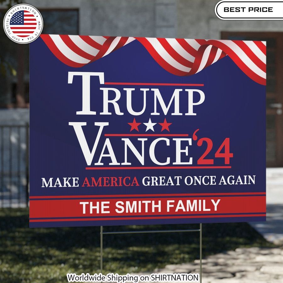 Trump Vance'24 Make America Great Once Again Yard Sign Republican party supporters