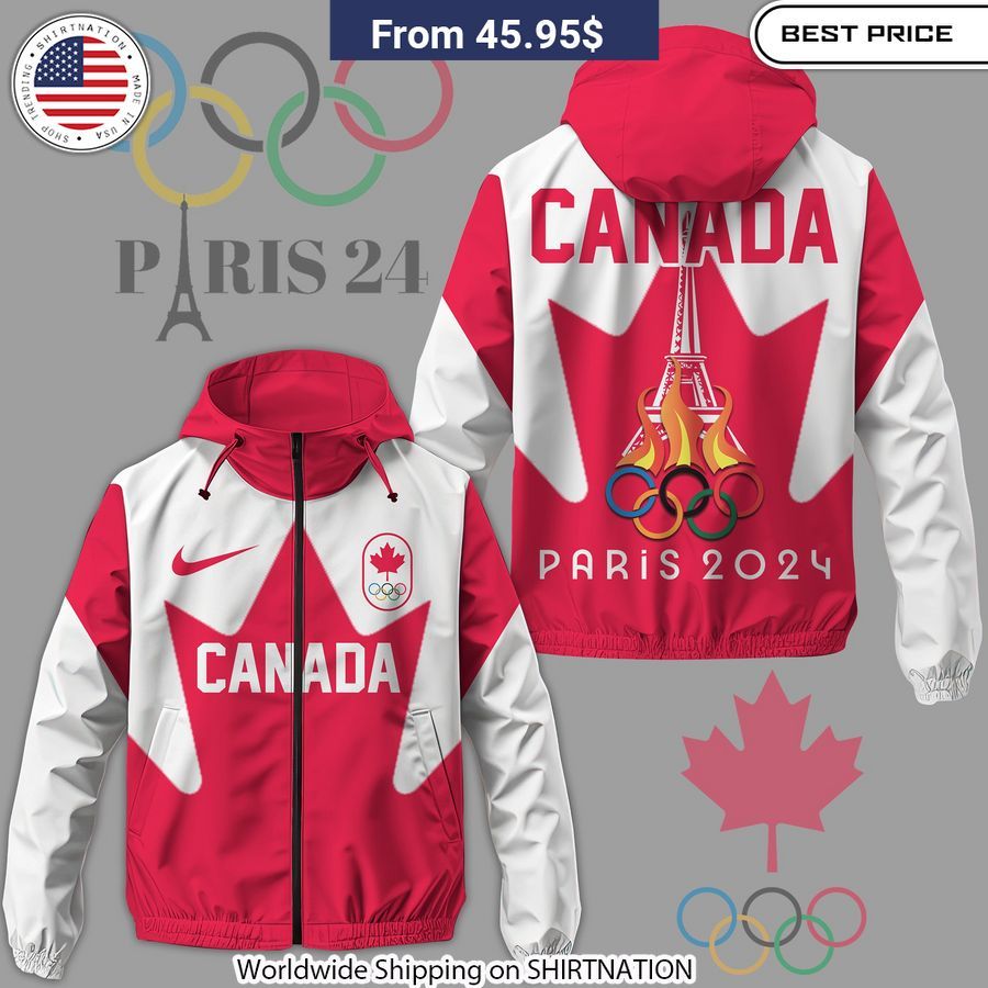 Canada Olympics Paris 2024 Waterproof Windbreaker Jacket Olympic fashion