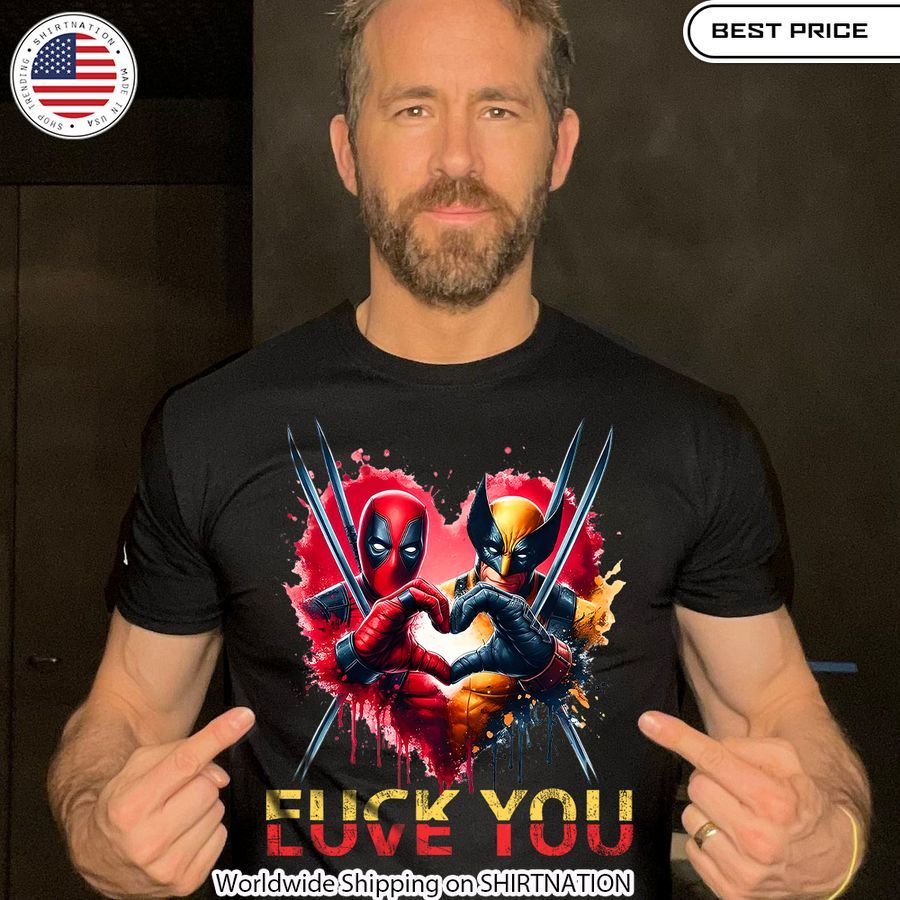 Deadpool Wolverine Love you Fuck you shirt Superhero merchandise