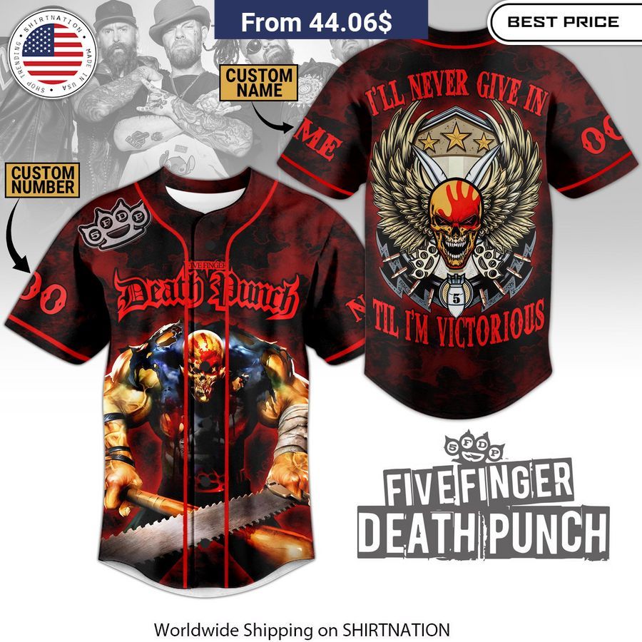 Five Finger Death Punch CUSTOM Baseball Jersey iconic logo