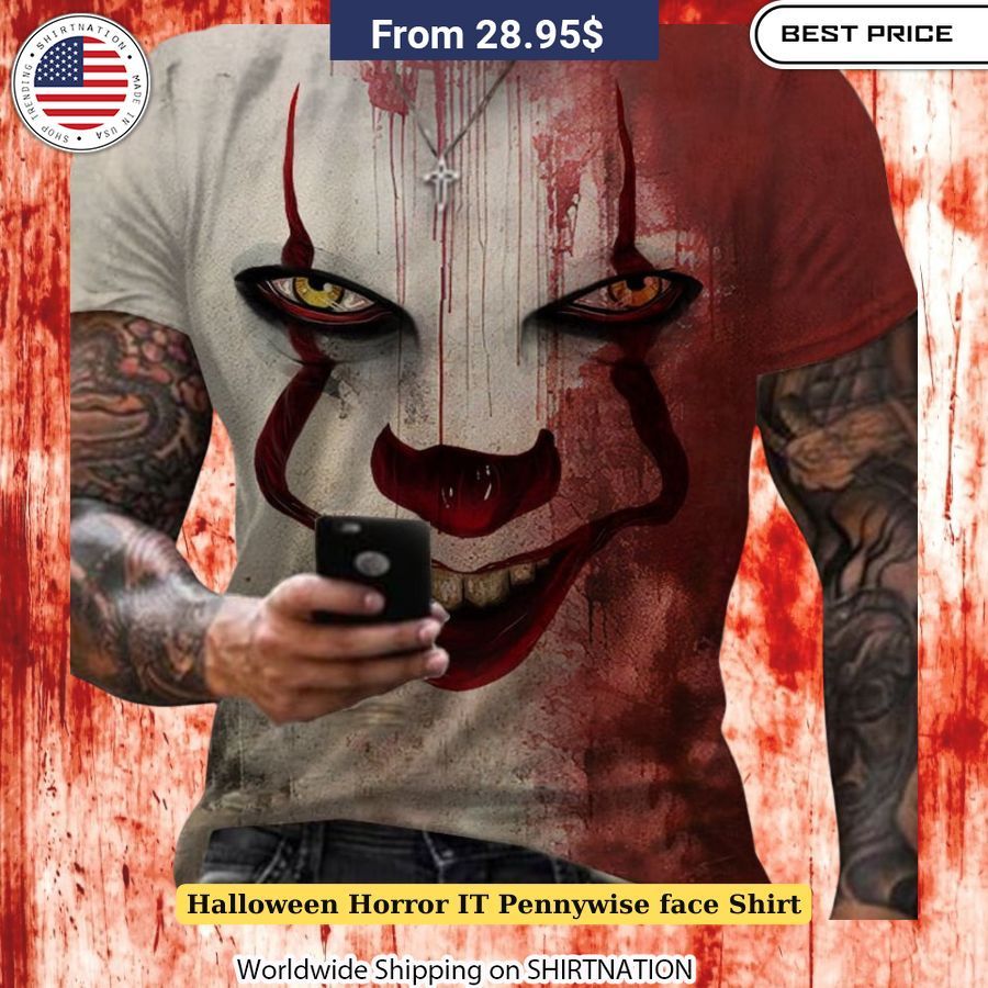 Halloween Horror IT Pennywise Face Shirt Clown face t-shirt