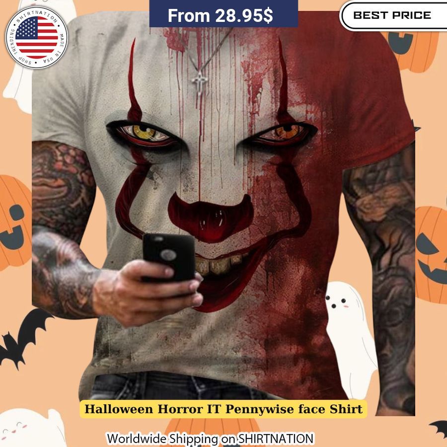 Halloween Horror IT Pennywise Face Shirt Horror fan gear