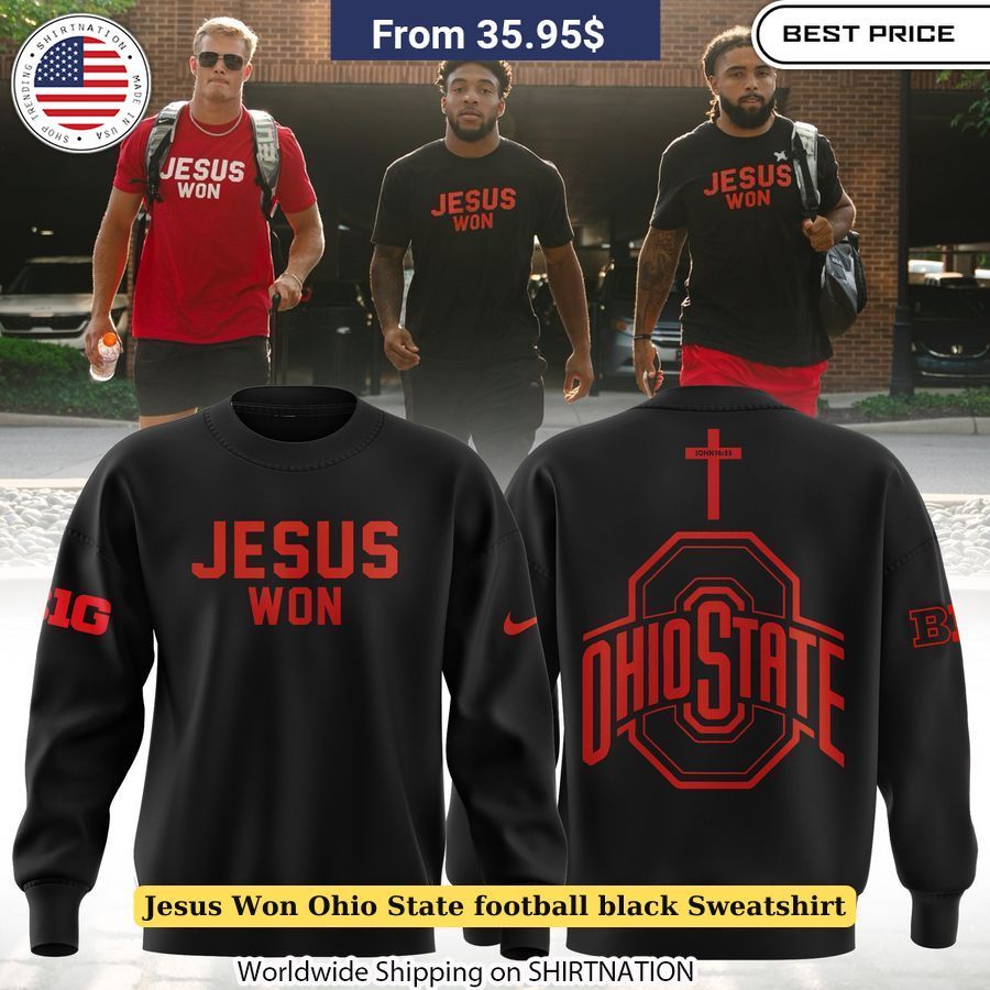 Jesus Won Ohio State Football Black Sweatshirt Faith-inspired sportswear