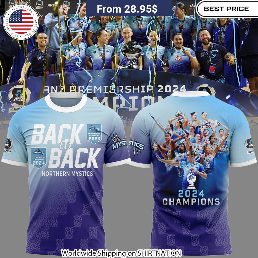 Northern Mystics Back to Back Champions ANZ Premiership Shirt Team merchandise