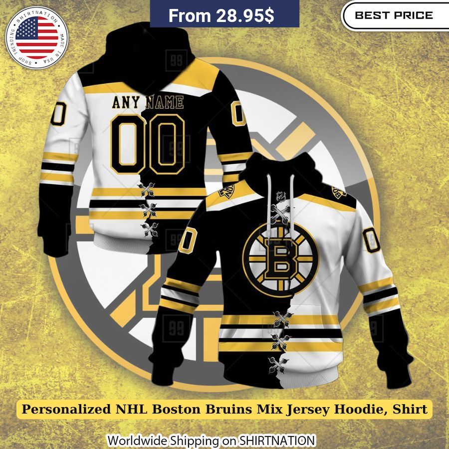 Personalized NHL Boston Bruins Mix Jersey Hoodie, Shirt NHL team spirit wear