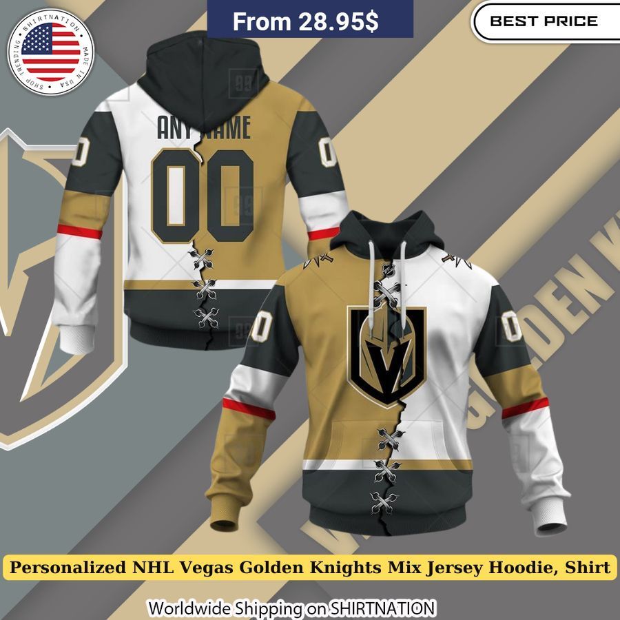 Personalized NHL Vegas Golden Knights Mix Jersey Hoodie, Shirt Eye-catching Knights logo display