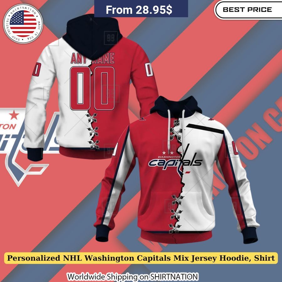 Personalized NHL Washington Capitals Mix Jersey Hoodie, Shirt Bold Capitals logo showcase