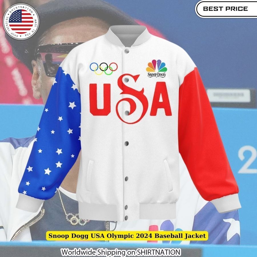 Snoop Dogg USA Olympic 2024 Baseball Jacket durable outerwear